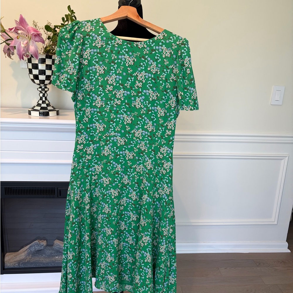 LOFT Green Floral Midi Dress